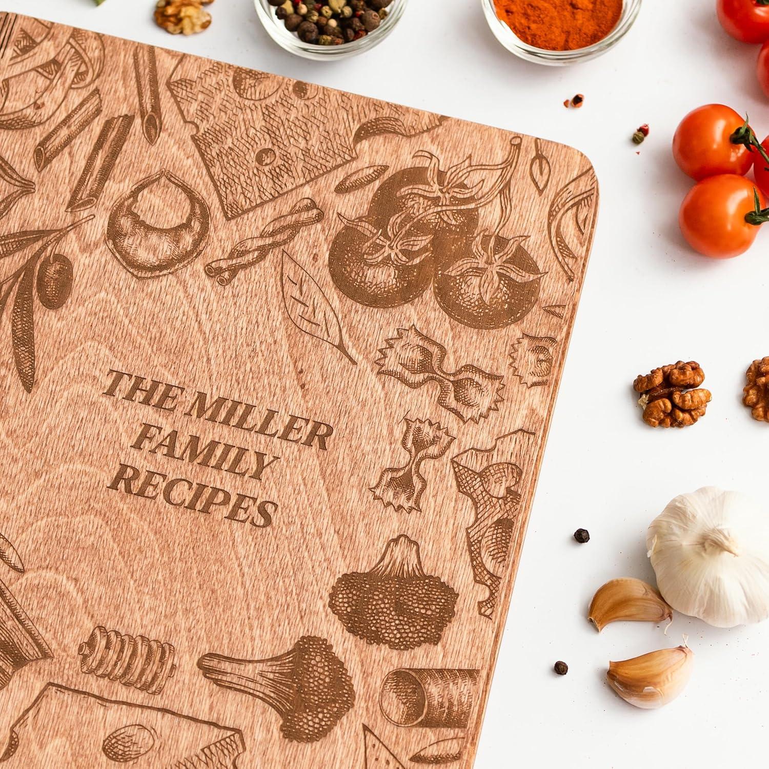 image:imageEnjoy The Wood Customizable Recipe Binder Personalized Wooden Recipe Book Organizer Blank Cookbook to Write in Your Own Recipes Make Your Own Cookbook Cooking Binder FruitsTuscan