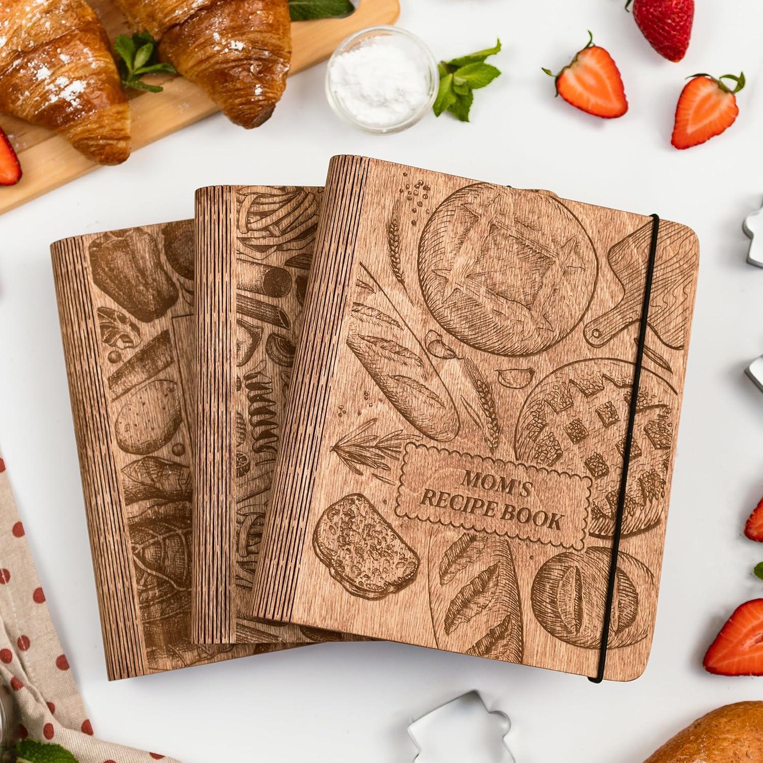 image:imageEnjoy The Wood Customizable Recipe Binder Personalized Wooden Recipe Book Organizer Blank Cookbook to Write in Your Own Recipes Make Your Own Cookbook Cooking Binder FruitsBoulangerie