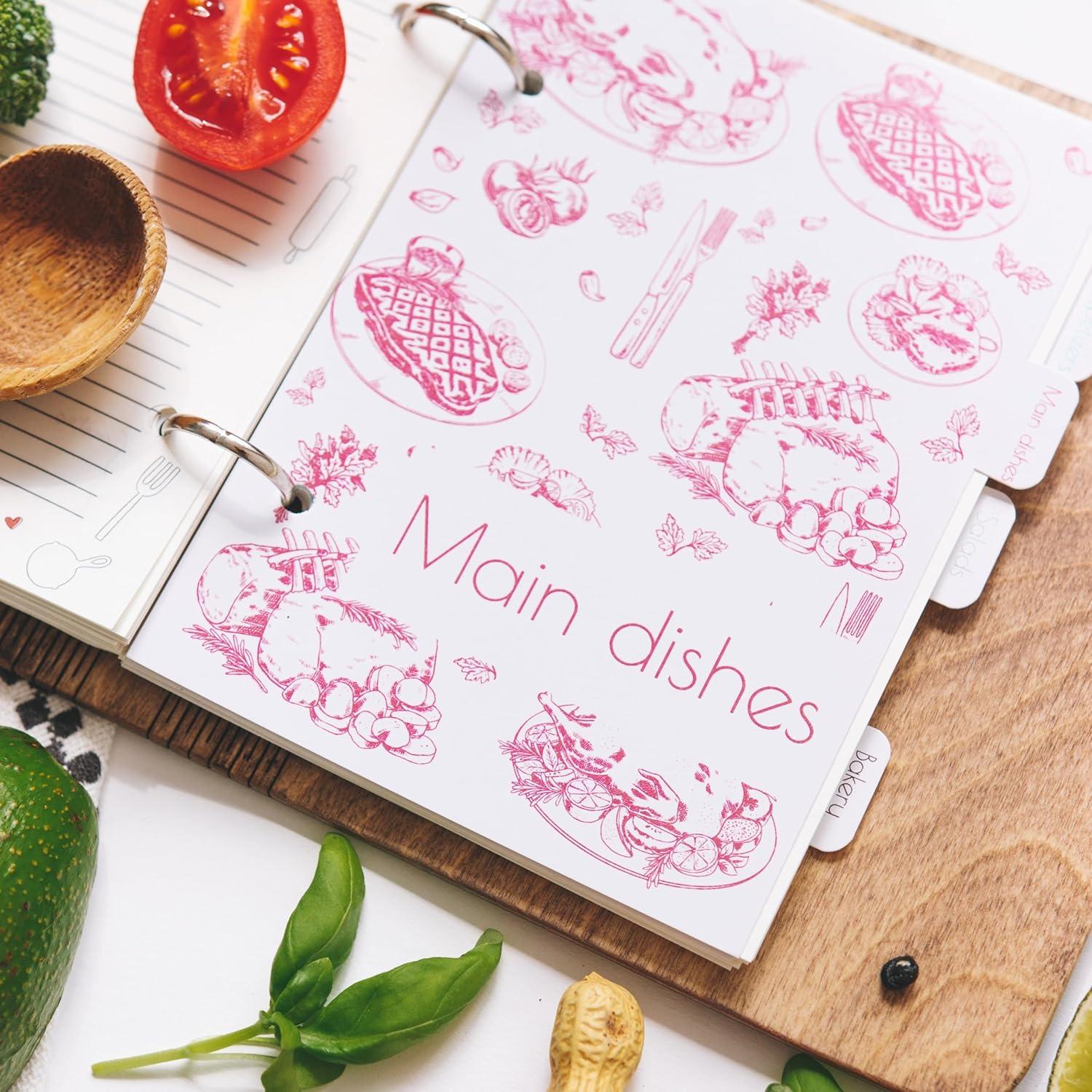 image:imageEnjoy The Wood Dividers for Recipe Book Set of 7 Cardboard Dividers for Notebook in Rustic Design Additions for Recipe Book A5A5