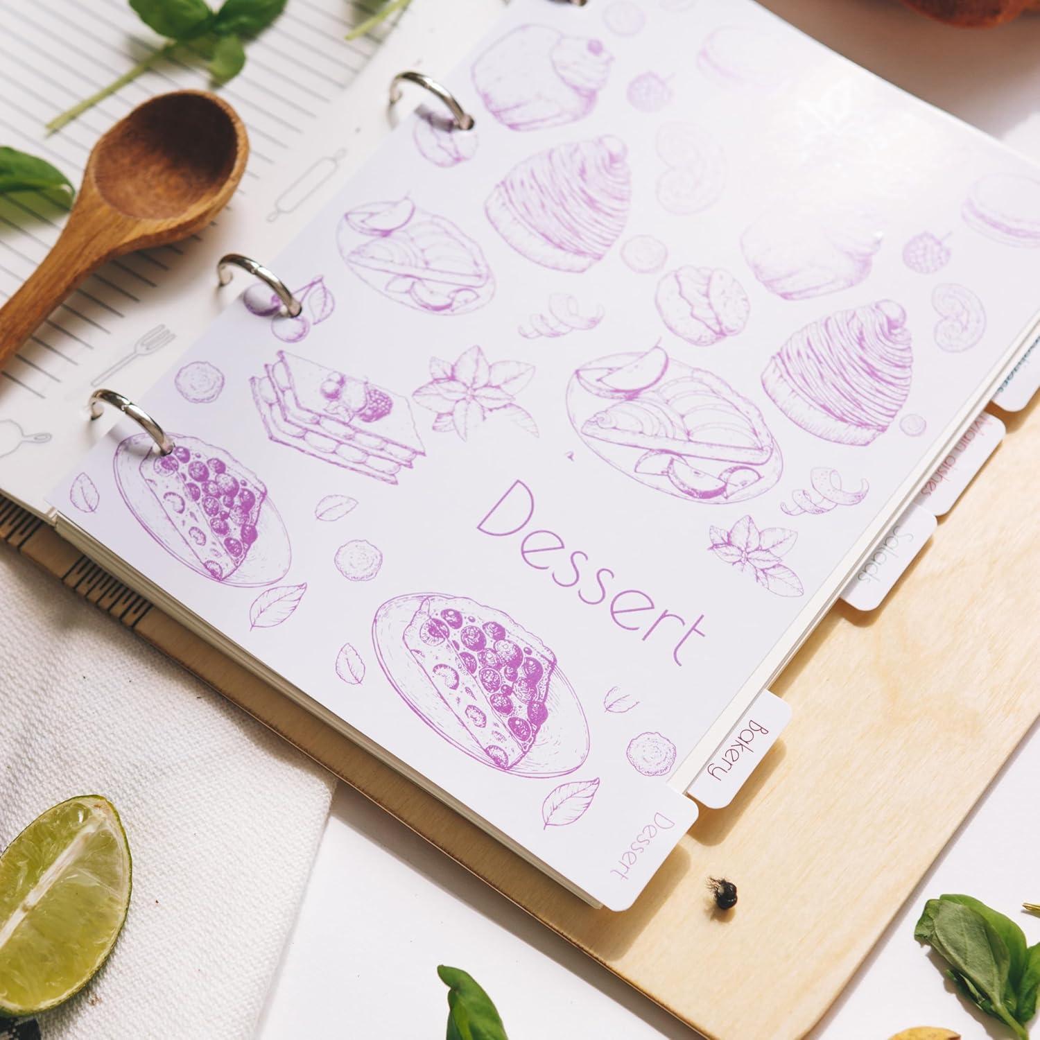 image:imageEnjoy The Wood Dividers for Recipe Book Set of 7 Cardboard Dividers for Notebook in Rustic Design Additions for Recipe Book A5A6