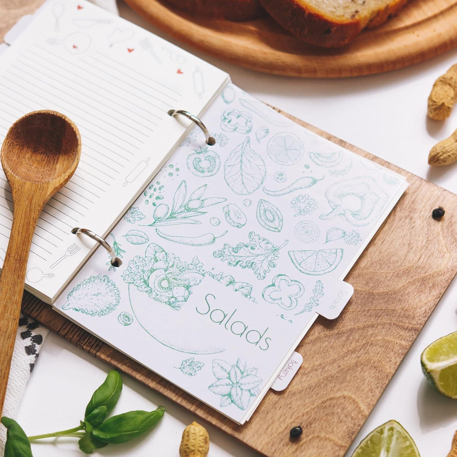 image:imageEnjoy The Wood Dividers for Recipe Book Set of 7 Cardboard Dividers for Notebook in Rustic Design Additions for Recipe Book A5A6