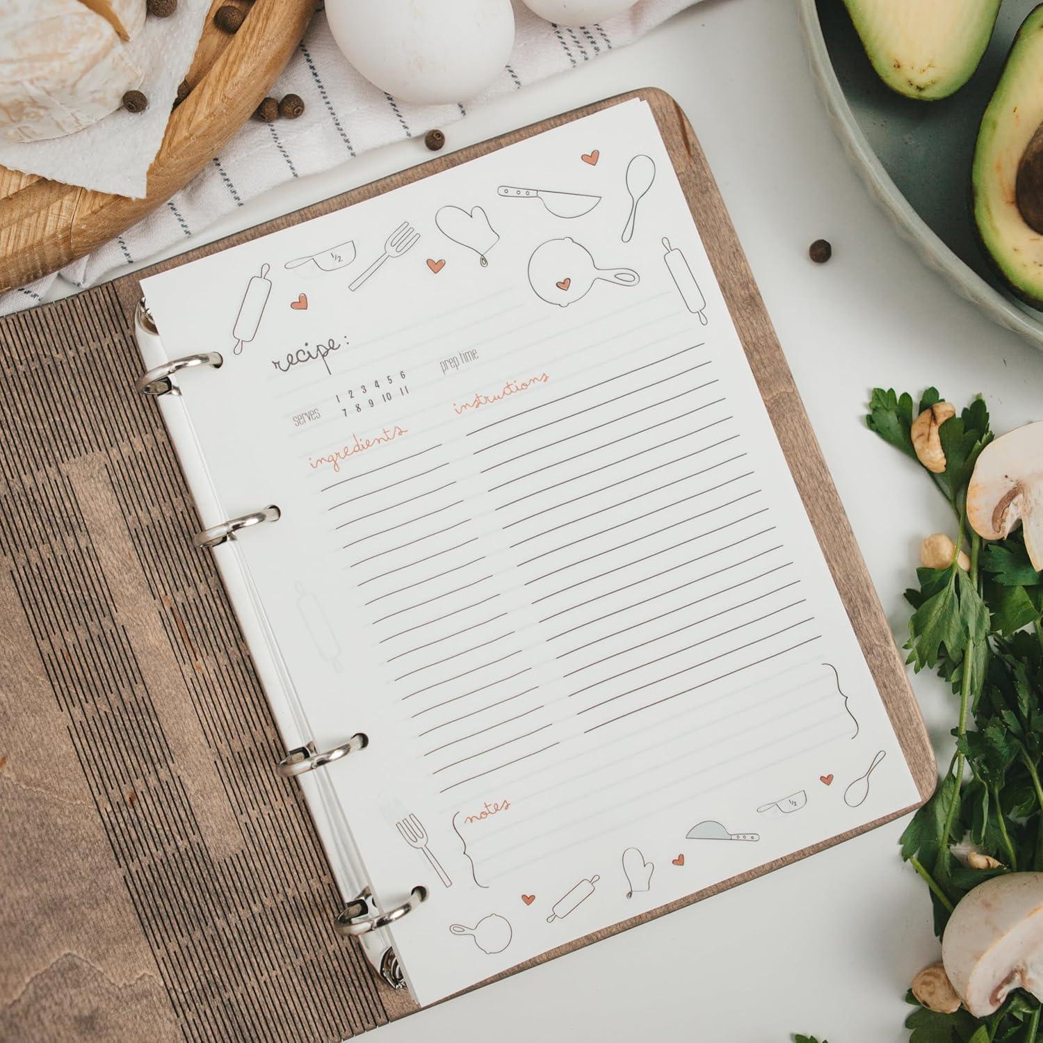 image:imageEnjoy The Wood Extra Set of Recipe Paper Recipe Pages for Notebook in Elegant and Sleek Design Additions for Recipe Book A5A4