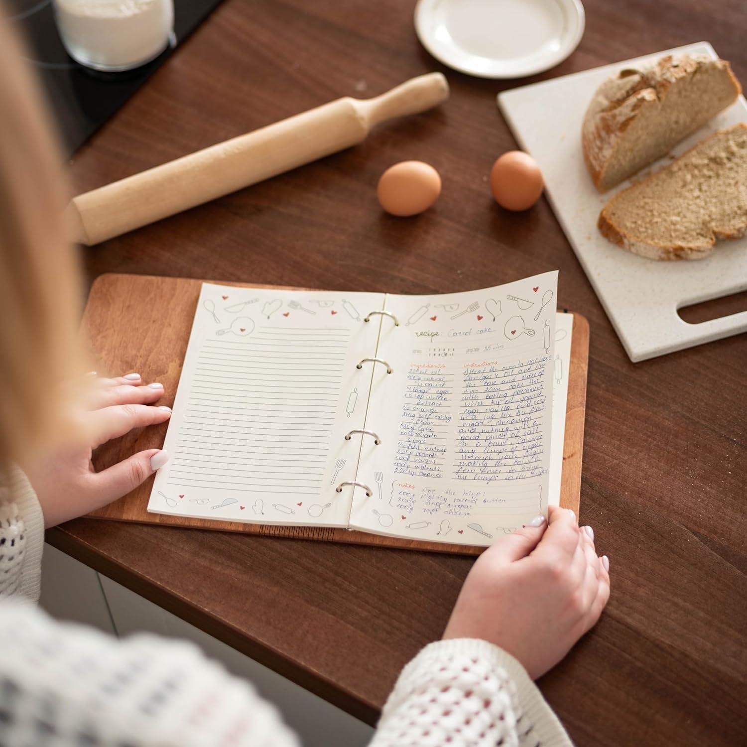 image:imageEnjoy The Wood Wooden Blank Recipe Book Binder Personalized Recipe Notebook Family Cookbook Journal Custom Sketchbook To Write In Organizer Medium A5 GrillSmall A6