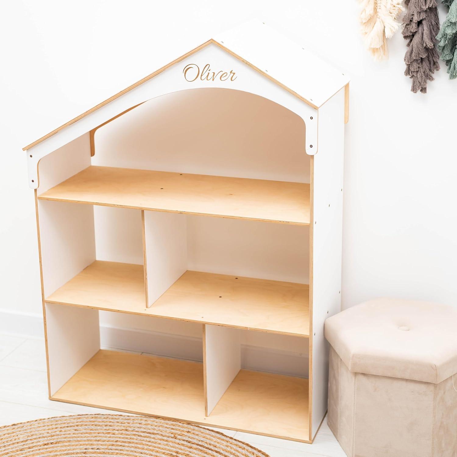 image:imageEnjoy The Wood Wooden Dollhouse Childrens Bookcase Storage Organizer House Bookshelf for Kids Baby Toy Shelf Book Case for Boys and Girls Children Bedroom Furniture NaturalNatural