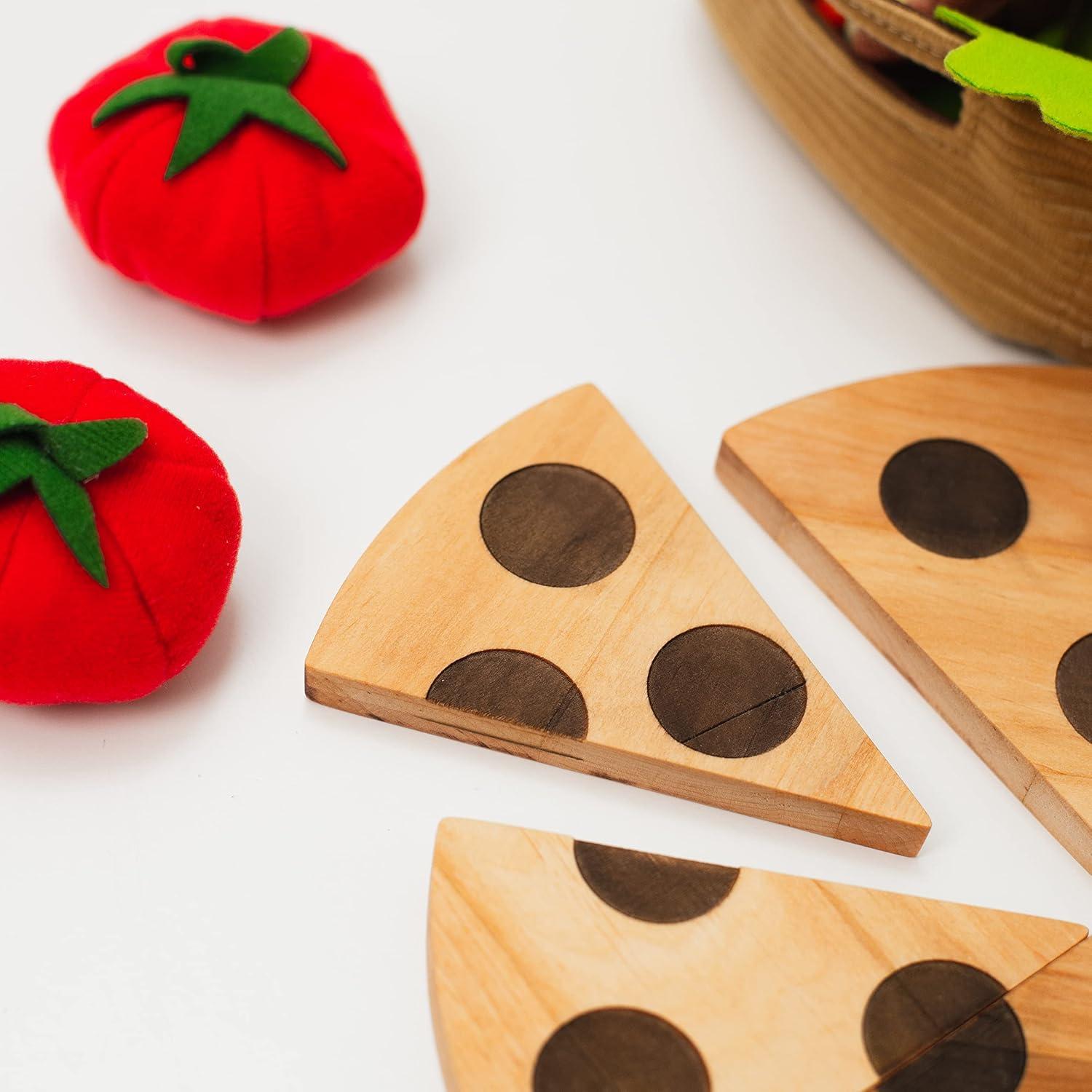 image:imagePizza Kitchen Toy Wooden Pretend Play Pizza Birthday Gift for Kids Child Montessori Toys For Toddler Cooking Toys Playroom Decor Birthday Baby Gift Neutral Room Kids Gift 2nd 3rd Just pizzaPizza with tray