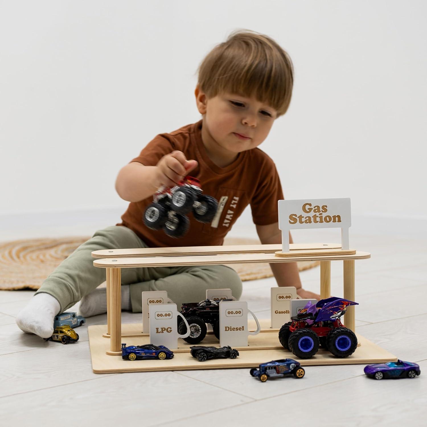 image:imageWooden Gas Station Toy for Toddlers Toy Gas Station Accessory for Toy Car Garage Toy Gas Pump for Kids Games With Little Tikes Car Addition for Toy Parking Garage by EnjoyTheWood LightGrey