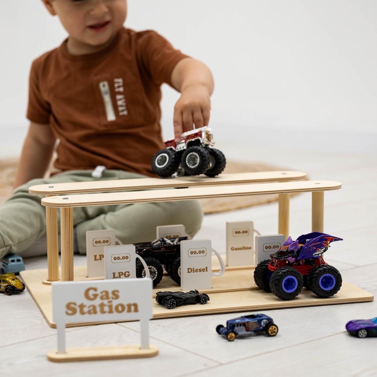 image:imageWooden Gas Station Toy for Toddlers Toy Gas Station Accessory for Toy Car Garage Toy Gas Pump for Kids Games With Little Tikes Car Addition for Toy Parking Garage by EnjoyTheWood LightLight