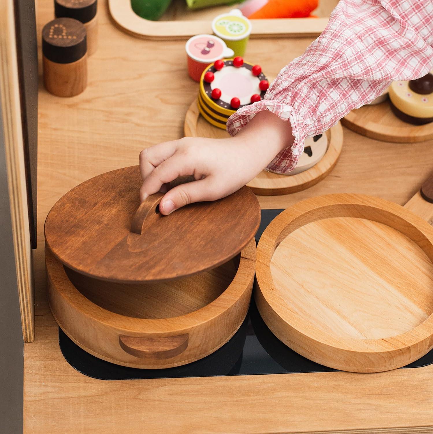 image:imageWooden Play Kitchen Dishes Montessori Tools Pretend Play Kitchen Dishes Set for Kids Toys Cutting Board Toddler Utensils Wooden Christmas Birthday Gift Dishes Set For 2Dishes Cutting Set For 4