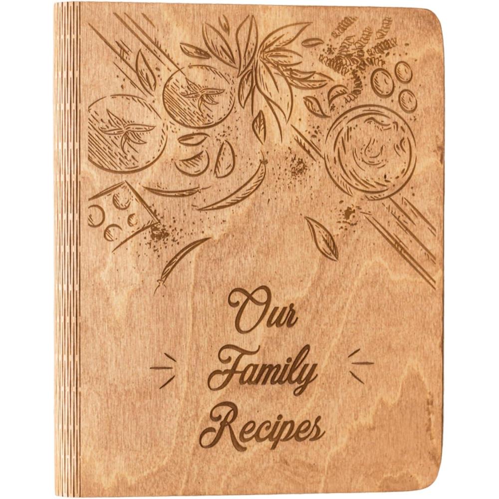 image:imageEnjoy The Wood Customizable Recipe Binder  Personalized Wooden Recipe Book Organizer  Blank Cookbook to Write in Your Own Recipes  Make Your Own Cookbook Cooking Binder FruitsTomatoes