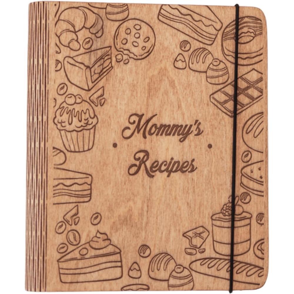 image:imageEnjoy The Wood Customizable Recipe Binder  Personalized Wooden Recipe Book Organizer  Blank Cookbook to Write in Your Own Recipes  Make Your Own Cookbook Cooking Binder FruitsCakes