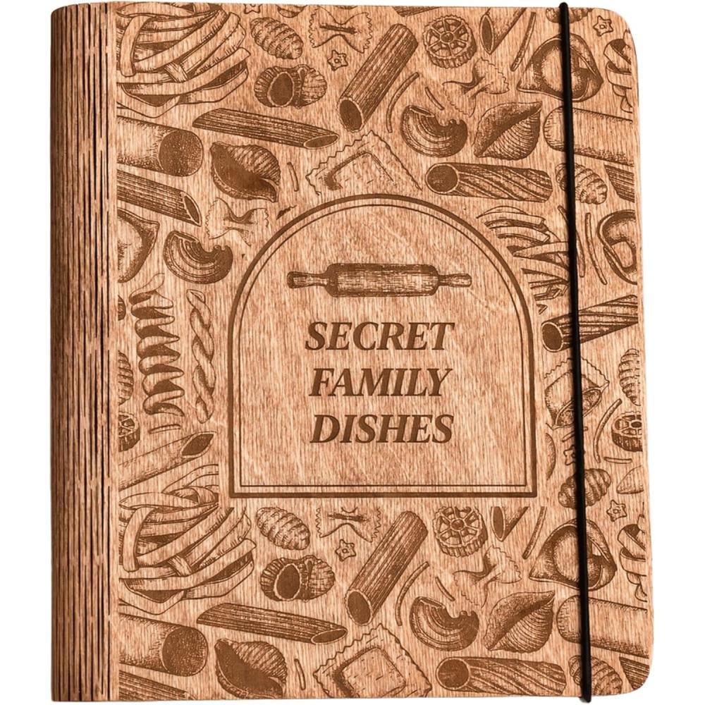 image:imageEnjoy The Wood Customizable Recipe Binder  Personalized Wooden Recipe Book Organizer  Blank Cookbook to Write in Your Own Recipes  Make Your Own Cookbook Cooking Binder FruitsPasta