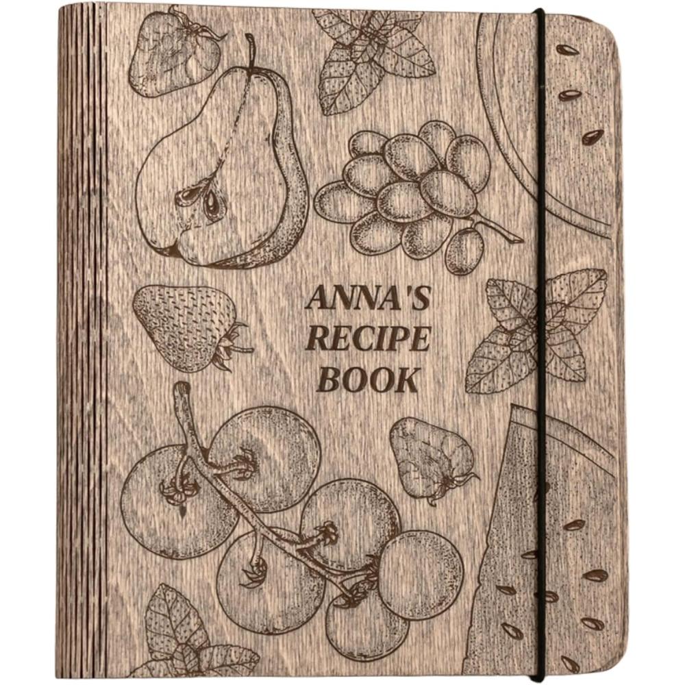 image:imageEnjoy The Wood Customizable Recipe Binder  Personalized Wooden Recipe Book Organizer  Blank Cookbook to Write in Your Own Recipes  Make Your Own Cookbook Cooking Binder FruitsFruits