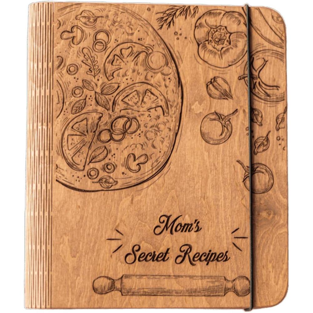 image:imageEnjoy The Wood Customizable Recipe Binder  Personalized Wooden Recipe Book Organizer  Blank Cookbook to Write in Your Own Recipes  Make Your Own Cookbook Cooking Binder FruitsPizza