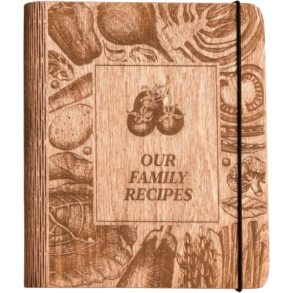 image:imageEnjoy The Wood Customizable Recipe Binder  Personalized Wooden Recipe Book Organizer  Blank Cookbook to Write in Your Own Recipes  Make Your Own Cookbook Cooking Binder FruitsHarvest