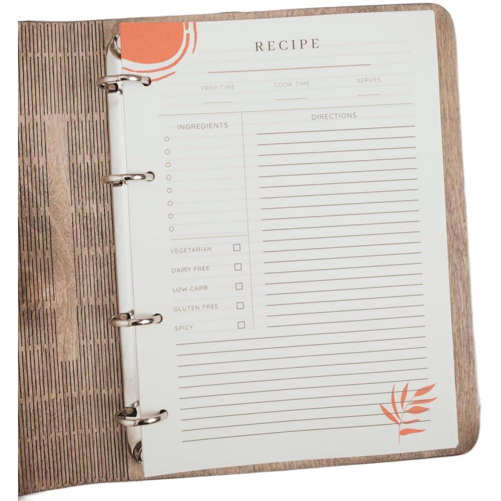 image:imageEnjoy The Wood Extra Set of Recipe Paper Recipe Pages for Notebook in Elegant and Sleek Design Additions for Recipe Book A5A4