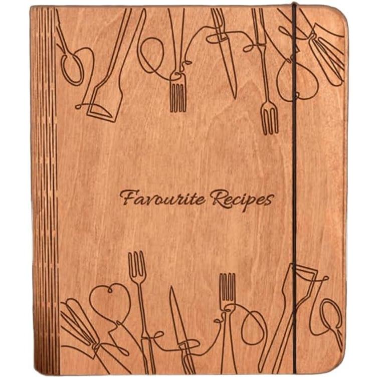 image:imageEnjoy The Wood Wooden Blank Recipe Book Binder  Personalized Recipe Notebook  Family Cookbook Journal Custom Sketchbook To Write In Organizer Medium A5 LinesLarge A4