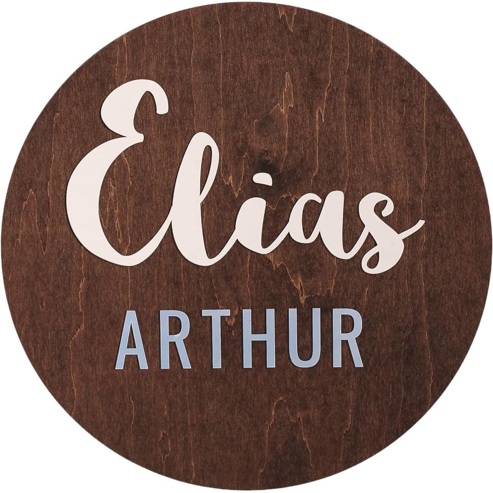 image:imageRound Wood Name Sign Nursery Decor Baby Personalized Name Plaque Rustic Decor Custom Name Sign Easter Baby Gift Nursery Wall Sign Simple name only Large 196 in