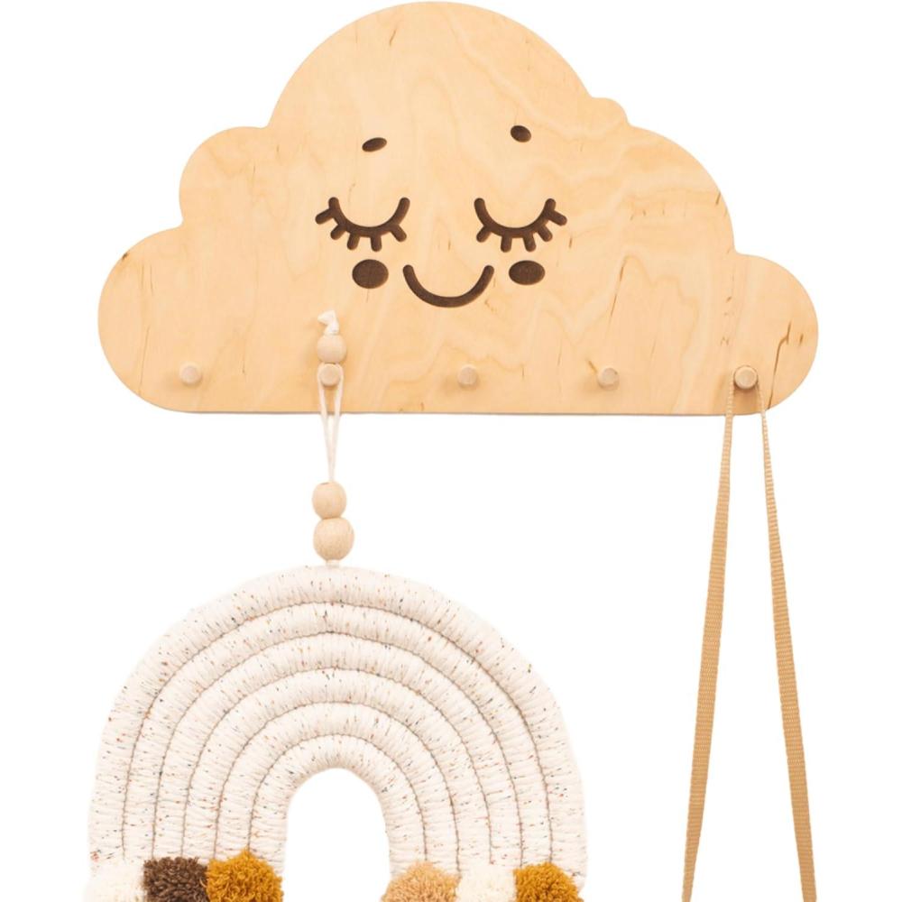 image:imageWooden Wall Hanger Nursery Wall Decor Stylish and Functional Wall Hooks for Clothes and Accessories Baby Room Art Toddler Birthday Gift Kids Playroom MountainsCloud