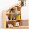 Enjoy The Wood Wooden Dollhouse Children’s Bookcase – Storage Organizer House Bookshelf for Kids – Baby Toy Shelf Book Case for Boys and Girls – Children Bedroom Furniture (Natural)(Pink)