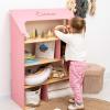 Enjoy The Wood Wooden Dollhouse Children’s Bookcase – Storage Organizer House Bookshelf for Kids – Baby Toy Shelf Book Case for Boys and Girls – Children Bedroom Furniture (Pink)(White)
