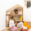 Enjoy The Wood Wooden Dollhouse Children’s Bookcase – Storage Organizer House Bookshelf for Kids – Baby Toy Shelf Book Case for Boys and Girls – Children Bedroom Furniture (Natural)(Pink)