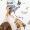 Kids World Animal Wall Map Wooden Stickers Decals Peel and Stick Removable Decor for Nursery Bedroom Hanging Canvas Art Maps Baby Animals of World Children Education (Indigo)(Indigo)