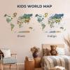 Kids World Animal Wall Map Wooden Stickers Decals Peel and Stick Removable Decor for Nursery Bedroom Hanging Canvas Art Maps Baby Animals of World Children Education (Indigo)(Indigo)