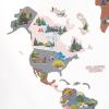 Kids World Animal Wall Map Wooden Stickers Decals Peel and Stick Removable Decor for Nursery Bedroom Hanging Canvas Art Maps Baby Animals of World Children Education (Indigo)(Khaki)
