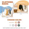Montessori Teepee Style Clothing Rack Furniture for Toddler Wood Kids Playroom Natural Wooden Nursery Baby Neutral Room Storage Clothes Shelf Kids Gift 2nd 3rd Birthday (Big with Shelves, Natural)(Grey)