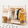 Montessori Teepee Style Clothing Rack Furniture for Toddler Wood Kids Playroom Natural Wooden Nursery Baby Neutral Room Storage Clothes Shelf Kids Gift 2nd 3rd Birthday (Big with Shelves, Natural)(Green)