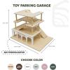Parking Garage for Toy Cars 2.0 Wooden Garage Toy Storage Organizer Big Toy Car Compatible 3-Level Wooden Car Ramp Toy for Toddlers 1-4 Years Little People Garage Car Tower (Light)(Dark Walnut)