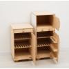 Wooden Play Fridge Toy Pretend Play Refrigerator for Toddlers Montessori Toys for Children Kids Gift for 2nd 3rd Birthday Playroom Decor (Big no door shelves, Natural)(Dark Walnut)
