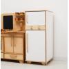Wooden Play Fridge Toy Pretend Play Refrigerator for Toddlers Montessori Toys for Children Kids Gift for 2nd 3rd Birthday Playroom Decor (Big no door shelves, Natural)(Grey)