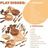 Wooden Play Kitchen Dishes Montessori Tools Pretend Play Kitchen Dishes Set for Kids Toys Cutting Board Toddler Utensils Wooden Christmas Birthday Gift (Dishes Set For 2)(Dishes & Cutting Set For 4)