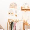 Wooden Wall Hanger Nursery Wall Decor Stylish and Functional Wall Hooks for Clothes and Accessories Baby Room Art Toddler Birthday Gift Kids Playroom (Mountains)(Rainbow Colored)