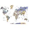 Kids World Animal Wall Map Wooden Stickers Decals Peel and Stick Removable Decor for Nursery Bedroom Hanging Canvas Art Maps Baby Animals of World Children Education (Indigo)(Indigo)