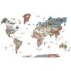 Kids World Animal Wall Map Wooden Stickers Decals Peel and Stick Removable Decor for Nursery Bedroom Hanging Canvas Art Maps Baby Animals of World Children Education (Indigo)(Khaki)