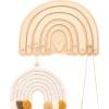 Wooden Wall Hanger Nursery Wall Decor Stylish and Functional Wall Hooks for Clothes and Accessories Baby Room Art Toddler Birthday Gift Kids Playroom (Mountains)(Rainbow Natural)