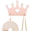 Wooden Wall Hanger Nursery Wall Decor Stylish and Functional Wall Hooks for Clothes and Accessories Baby Room Art Toddler Birthday Gift Kids Playroom (Mountains)(Crown)