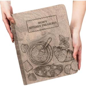 Enjoy The Wood Customizable Recipe Binder – Personalized Wooden Recipe Book Organizer – Blank Cookbook to Write in Your Own Recipes – Make Your Own Cookbook Cooking Binder (Fruits)(Breakfast)