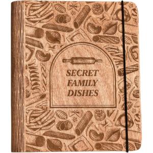 Enjoy The Wood Customizable Recipe Binder – Personalized Wooden Recipe Book Organizer – Blank Cookbook to Write in Your Own Recipes – Make Your Own Cookbook Cooking Binder (Fruits)(Pasta)