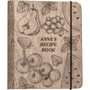 Enjoy The Wood Customizable Recipe Binder – Personalized Wooden Recipe Book Organizer – Blank Cookbook to Write in Your Own Recipes – Make Your Own Cookbook Cooking Binder (Fruits)(Fruits)
