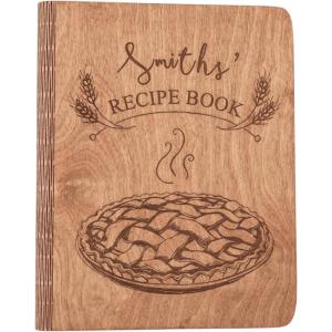 Enjoy The Wood Customizable Recipe Binder – Personalized Wooden Recipe Book Organizer – Blank Cookbook to Write in Your Own Recipes – Make Your Own Cookbook Cooking Binder (Fruits)(Pie)