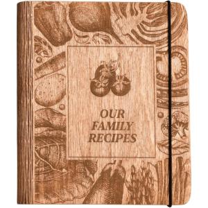 Enjoy The Wood Customizable Recipe Binder – Personalized Wooden Recipe Book Organizer – Blank Cookbook to Write in Your Own Recipes – Make Your Own Cookbook Cooking Binder (Fruits)(Harvest)