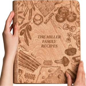 Enjoy The Wood Customizable Recipe Binder – Personalized Wooden Recipe Book Organizer – Blank Cookbook to Write in Your Own Recipes – Make Your Own Cookbook Cooking Binder (Fruits)(Tuscan)