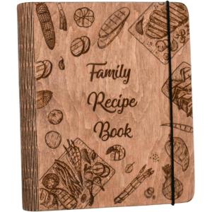 Enjoy The Wood Wooden Blank Recipe Book Binder – Personalized Recipe Notebook – Family Cookbook Journal Custom Sketchbook To Write In Organizer Medium (A5), Grill(Large (A4))