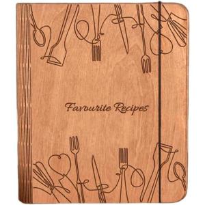Enjoy The Wood Wooden Blank Recipe Book Binder – Personalized Recipe Notebook – Family Cookbook Journal Custom Sketchbook To Write In Organizer Medium (A5), Lines(Large (A4))