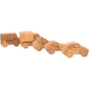 Wooden Cars for Toddlers 1-3 Wooden Cars for Baby Wooden Car Set Wooden Trucks for Toddlers 1-3 Montessori Cars Wooden School Bus Toy Wood Cars for Toddlers 1-3
