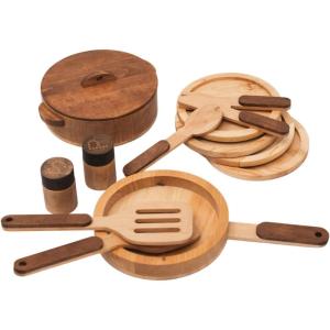 Wooden Play Kitchen Dishes Montessori Tools Pretend Play Kitchen Dishes Set for Kids Toys Cutting Board Toddler Utensils Wooden Christmas Birthday Gift (Dishes Set For 2)(Dishes Set For 2)