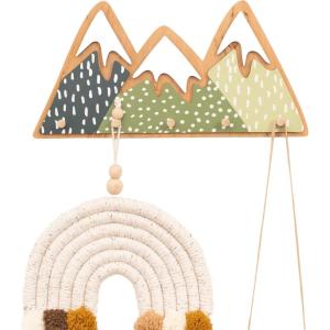 Wooden Wall Hanger Nursery Wall Decor Stylish and Functional Wall Hooks for Clothes and Accessories Baby Room Art Toddler Birthday Gift Kids Playroom (Mountains)(Mountains)